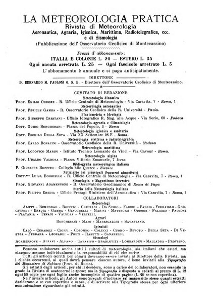 La meteorologia pratica rivista di meteorologia agraria, igienica, aeronautica