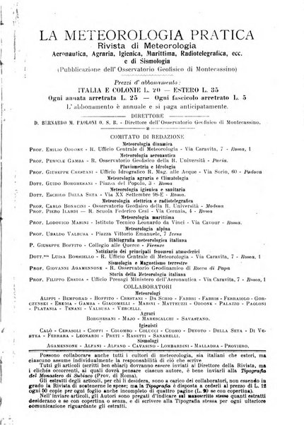 La meteorologia pratica rivista di meteorologia agraria, igienica, aeronautica