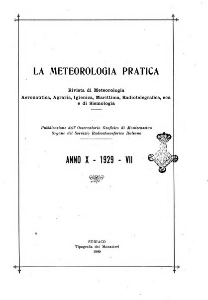 La meteorologia pratica rivista di meteorologia agraria, igienica, aeronautica