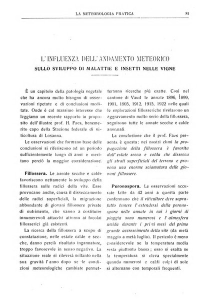 La meteorologia pratica rivista di meteorologia agraria, igienica, aeronautica