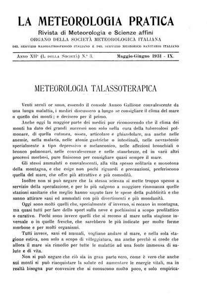 La meteorologia pratica rivista di meteorologia agraria, igienica, aeronautica