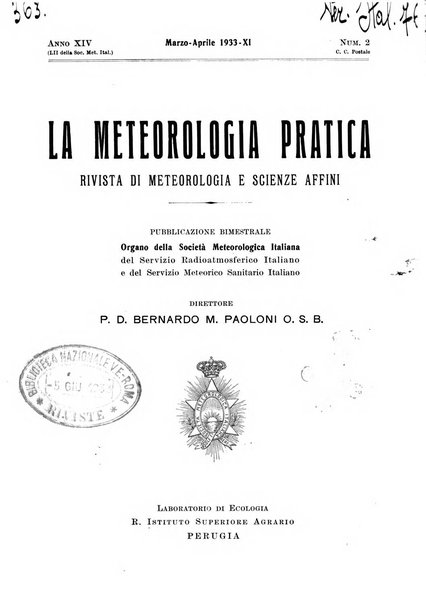 La meteorologia pratica rivista di meteorologia agraria, igienica, aeronautica