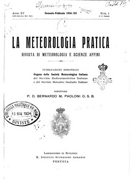 La meteorologia pratica rivista di meteorologia agraria, igienica, aeronautica