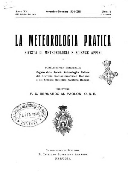 La meteorologia pratica rivista di meteorologia agraria, igienica, aeronautica