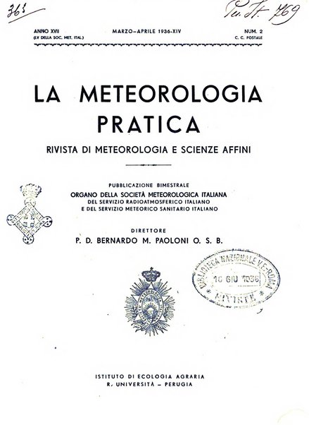 La meteorologia pratica rivista di meteorologia agraria, igienica, aeronautica