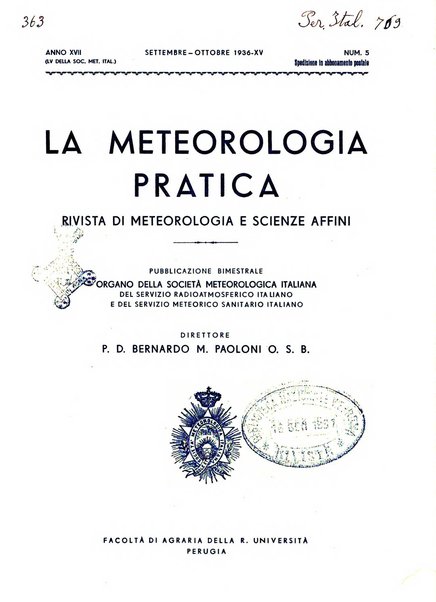 La meteorologia pratica rivista di meteorologia agraria, igienica, aeronautica