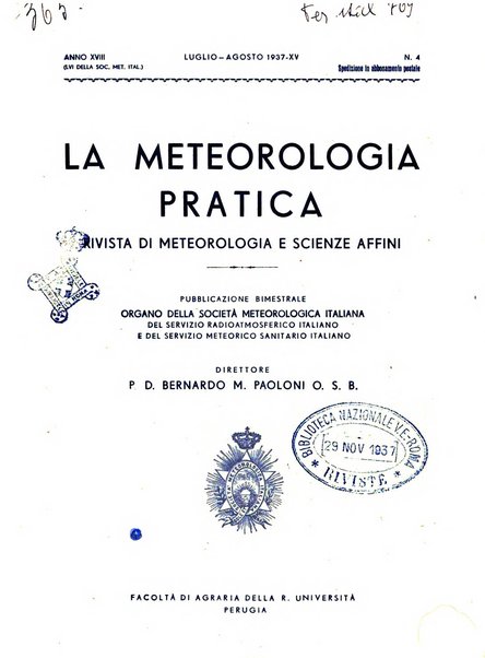 La meteorologia pratica rivista di meteorologia agraria, igienica, aeronautica