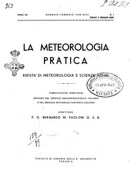 La meteorologia pratica rivista di meteorologia agraria, igienica, aeronautica