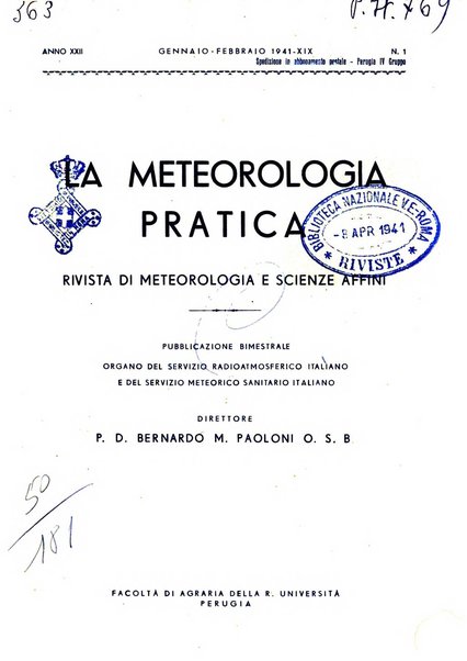 La meteorologia pratica rivista di meteorologia agraria, igienica, aeronautica