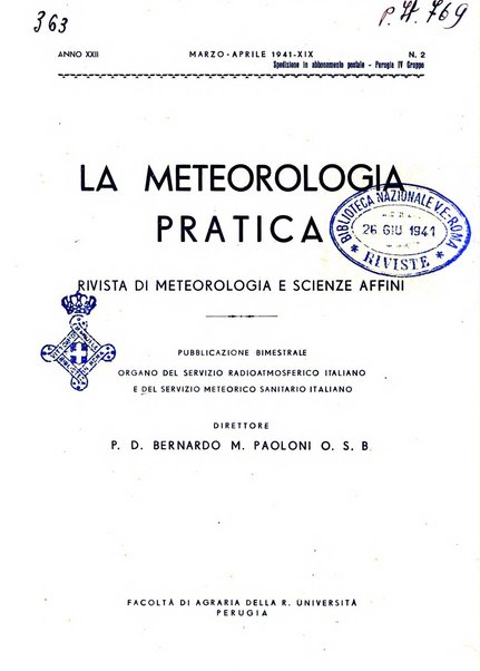 La meteorologia pratica rivista di meteorologia agraria, igienica, aeronautica