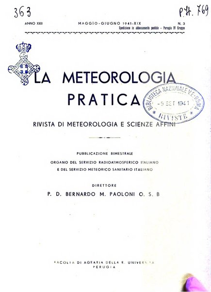 La meteorologia pratica rivista di meteorologia agraria, igienica, aeronautica