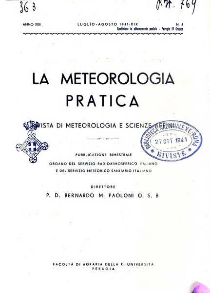 La meteorologia pratica rivista di meteorologia agraria, igienica, aeronautica