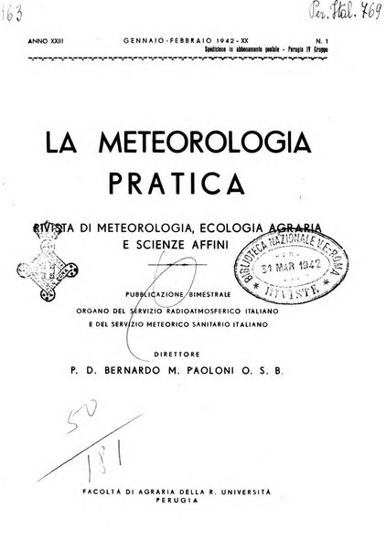 La meteorologia pratica rivista di meteorologia agraria, igienica, aeronautica