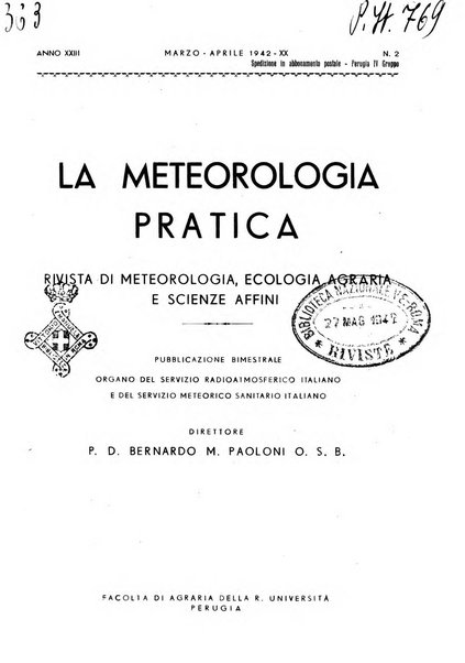 La meteorologia pratica rivista di meteorologia agraria, igienica, aeronautica