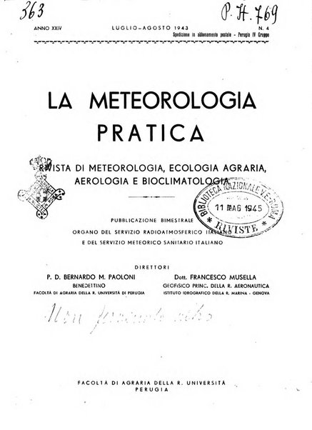 La meteorologia pratica rivista di meteorologia agraria, igienica, aeronautica