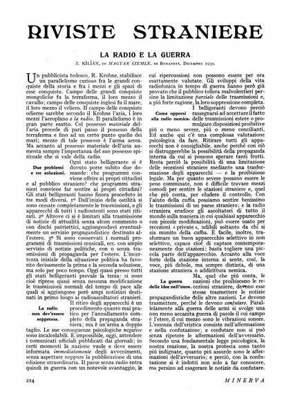 Minerva rassegna internazionale