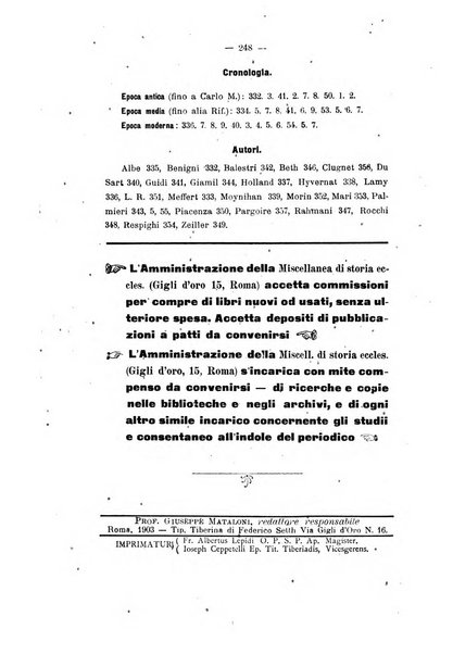 Miscellanea di storia ecclesiastica e studi ausiliari pubblicazione mensile