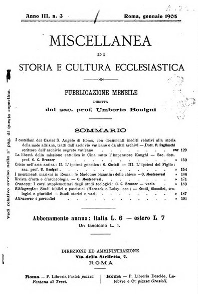 Miscellanea di storia ecclesiastica e studi ausiliari pubblicazione mensile