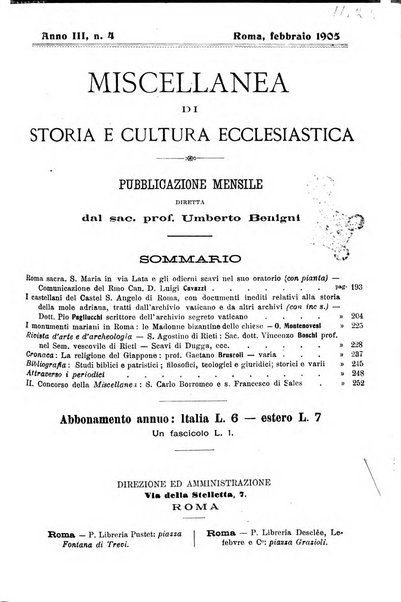 Miscellanea di storia ecclesiastica e studi ausiliari pubblicazione mensile