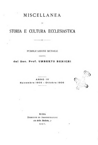 Miscellanea di storia ecclesiastica e studi ausiliari pubblicazione mensile