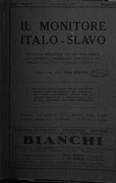 Il monitore italo-slavo rivista mensile di propaganda dei rapporti commerciali, industriali ed intellettuali tra l'Italia ed i paesi slavi