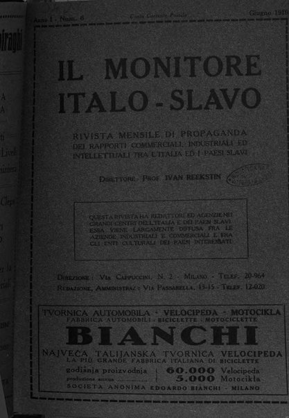 Il monitore italo-slavo rivista mensile di propaganda dei rapporti commerciali, industriali ed intellettuali tra l'Italia ed i paesi slavi