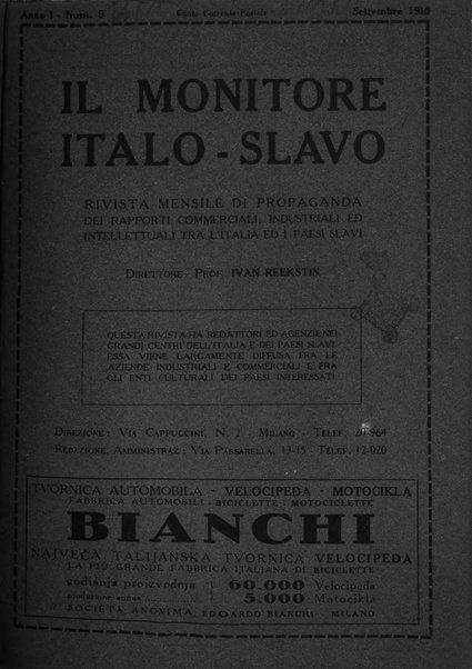 Il monitore italo-slavo rivista mensile di propaganda dei rapporti commerciali, industriali ed intellettuali tra l'Italia ed i paesi slavi