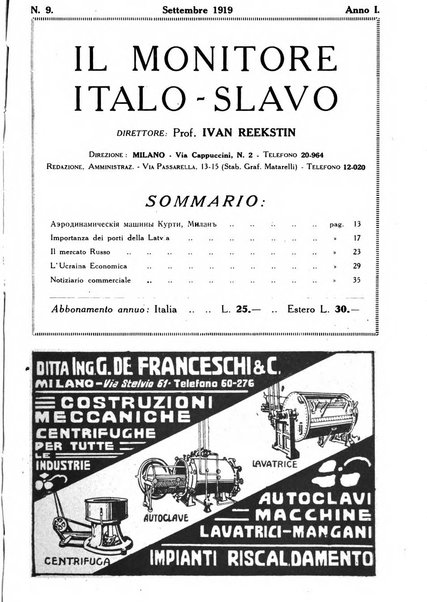 Il monitore italo-slavo rivista mensile di propaganda dei rapporti commerciali, industriali ed intellettuali tra l'Italia ed i paesi slavi