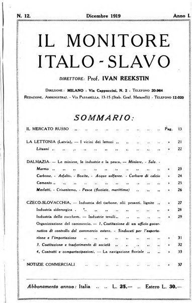 Il monitore italo-slavo rivista mensile di propaganda dei rapporti commerciali, industriali ed intellettuali tra l'Italia ed i paesi slavi