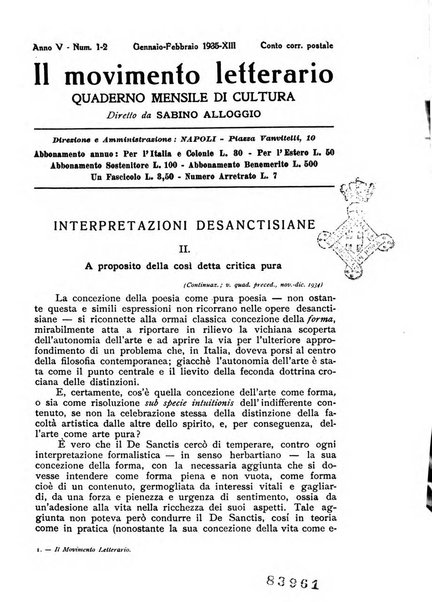 Il movimento letterario quaderno mensile di cultura