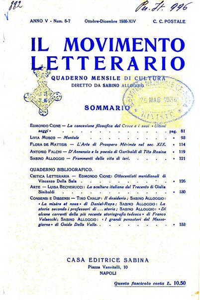 Il movimento letterario quaderno mensile di cultura