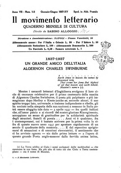 Il movimento letterario quaderno mensile di cultura