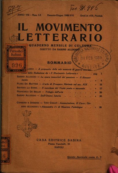 Il movimento letterario quaderno mensile di cultura