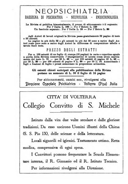 Neopsichiatria rassegna di psichiatria, neurologia, endocrinologia