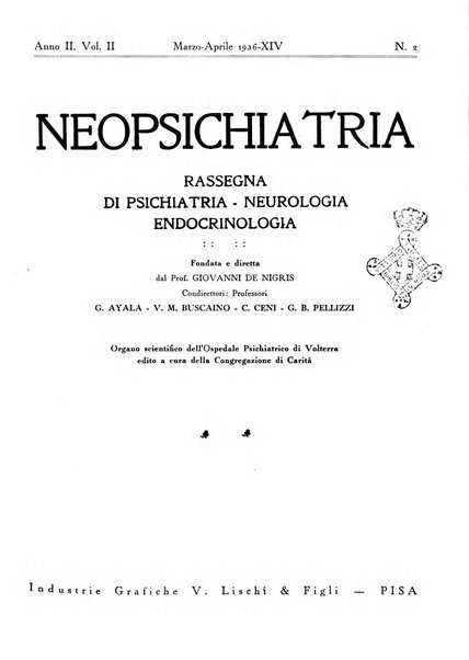 Neopsichiatria rassegna di psichiatria, neurologia, endocrinologia