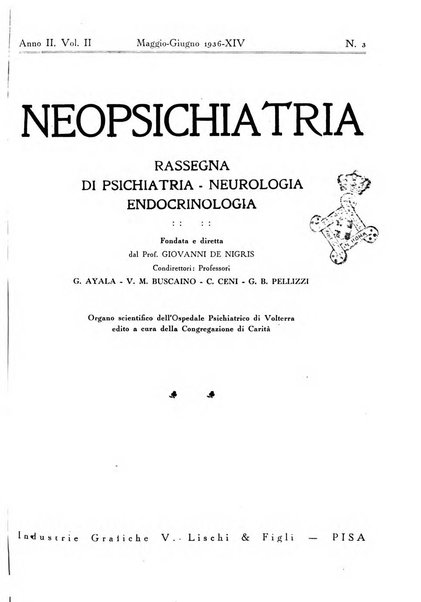 Neopsichiatria rassegna di psichiatria, neurologia, endocrinologia