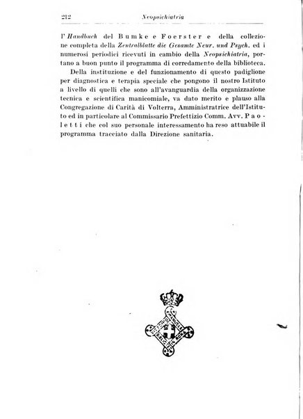 Neopsichiatria rassegna di psichiatria, neurologia, endocrinologia