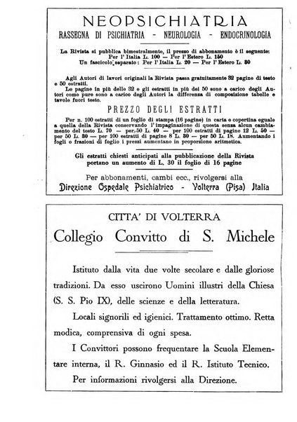 Neopsichiatria rassegna di psichiatria, neurologia, endocrinologia