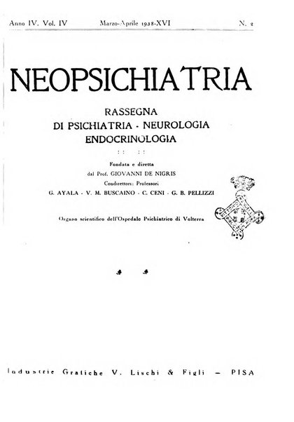 Neopsichiatria rassegna di psichiatria, neurologia, endocrinologia