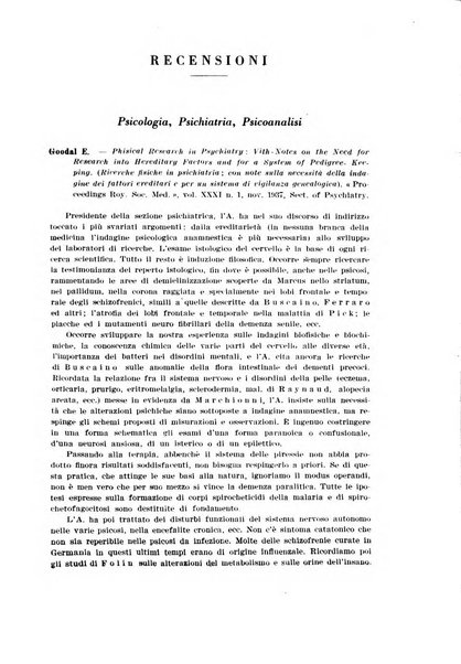 Neopsichiatria rassegna di psichiatria, neurologia, endocrinologia