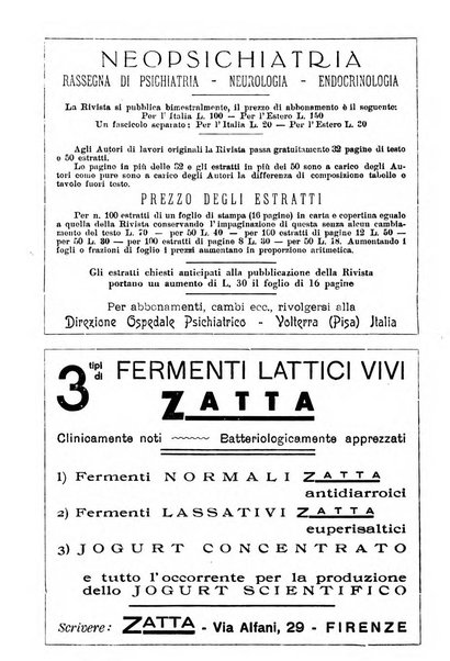 Neopsichiatria rassegna di psichiatria, neurologia, endocrinologia