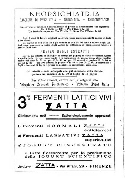 Neopsichiatria rassegna di psichiatria, neurologia, endocrinologia