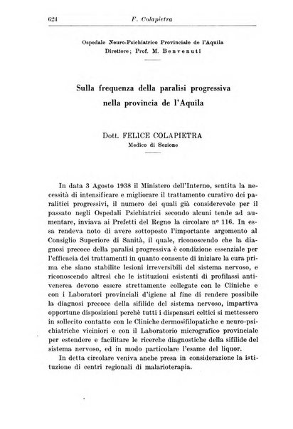 Neopsichiatria rassegna di psichiatria, neurologia, endocrinologia