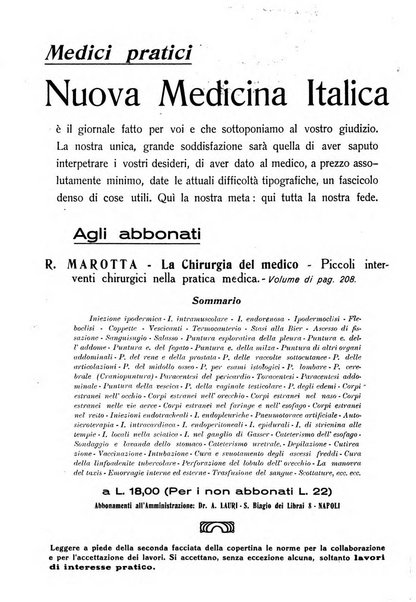 Nuova medicina italica rivista di medicina, scienze affini e problemi professionali