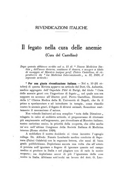 Nuova medicina italica rivista di medicina, scienze affini e problemi professionali