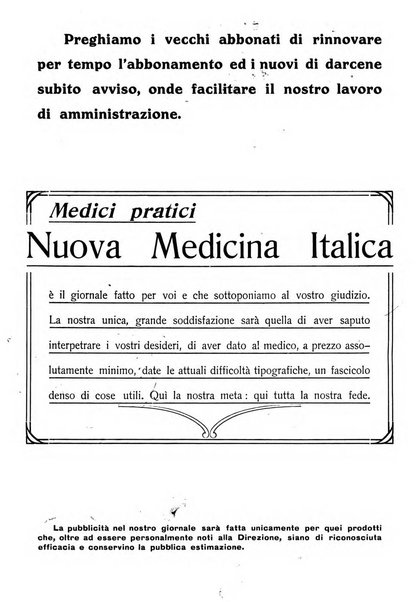 Nuova medicina italica rivista di medicina, scienze affini e problemi professionali