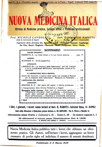 Nuova medicina italica rivista di medicina, scienze affini e problemi professionali