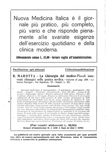 Nuova medicina italica rivista di medicina, scienze affini e problemi professionali