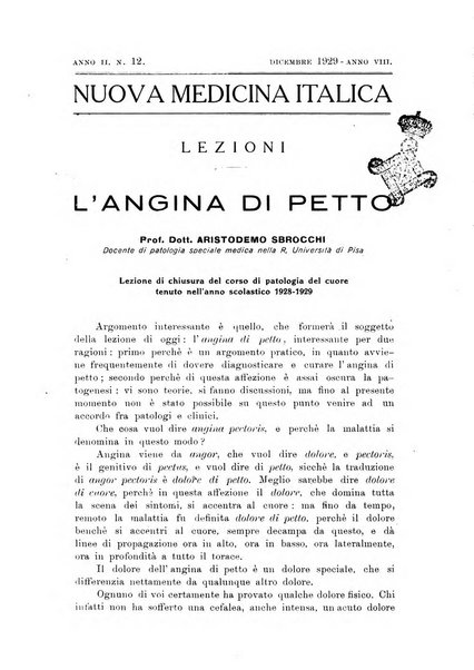 Nuova medicina italica rivista di medicina, scienze affini e problemi professionali