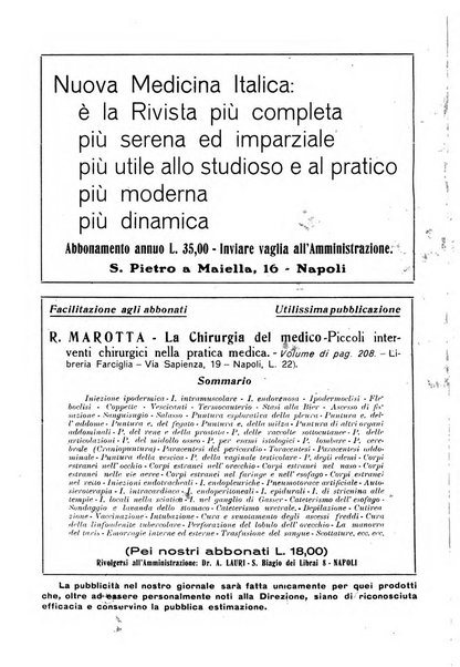 Nuova medicina italica rivista di medicina, scienze affini e problemi professionali